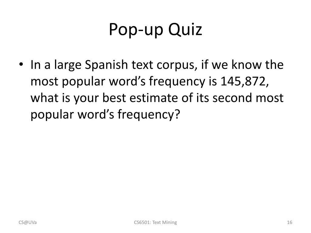 pop up quiz