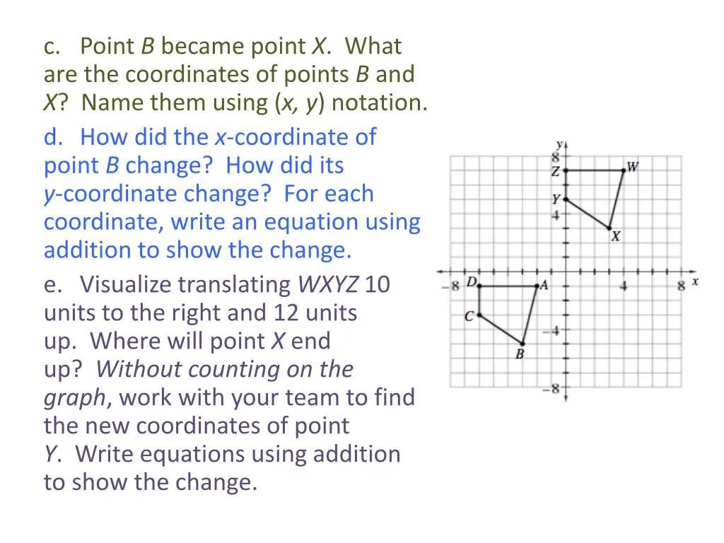 c point b became point x what are the coordinates