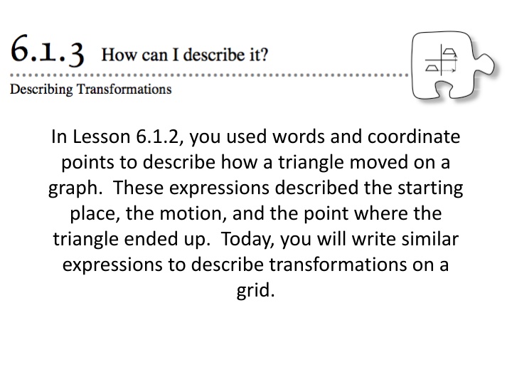 in lesson 6 1 2 you used words and coordinate