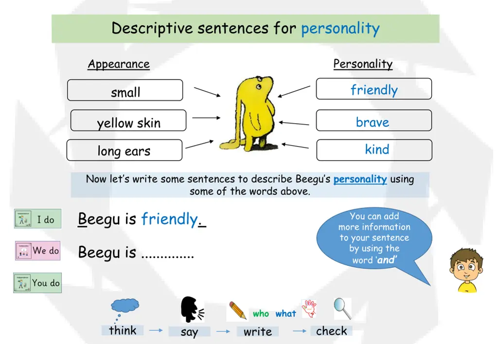 descriptive sentences for personality