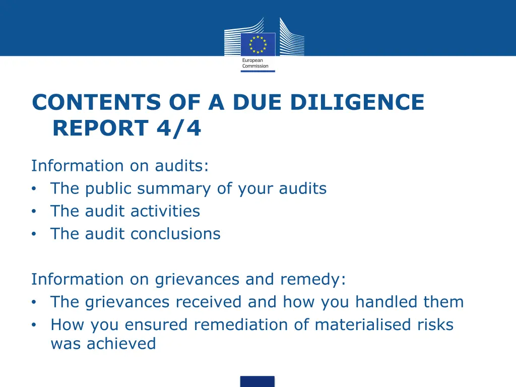 contents of a due diligence report 4 4