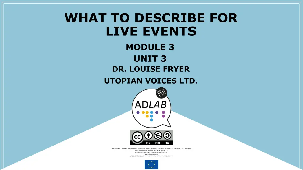 what to describe for live events module 3 unit 1