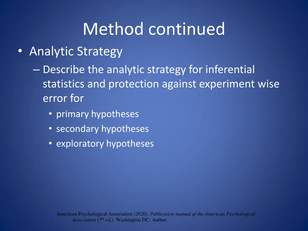 method continued analytic strategy describe