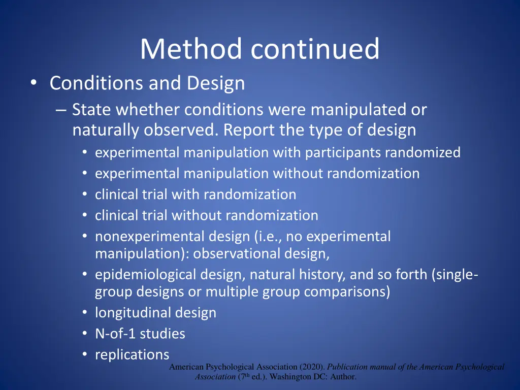 method continued conditions and design state