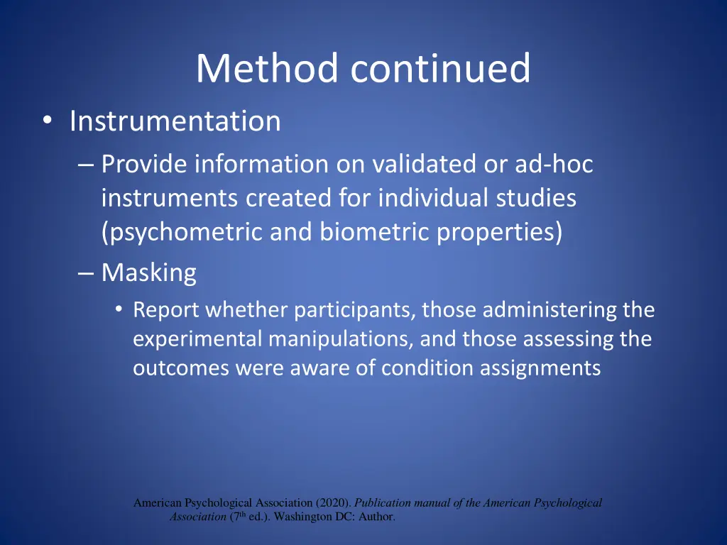 method continued instrumentation provide