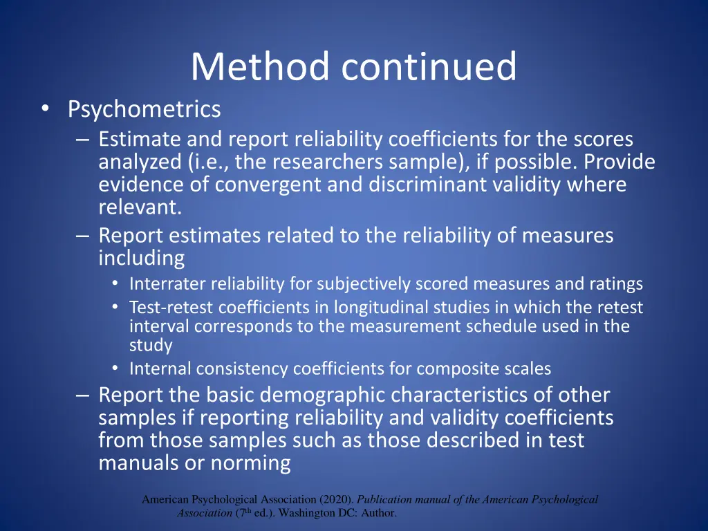 method continued psychometrics estimate