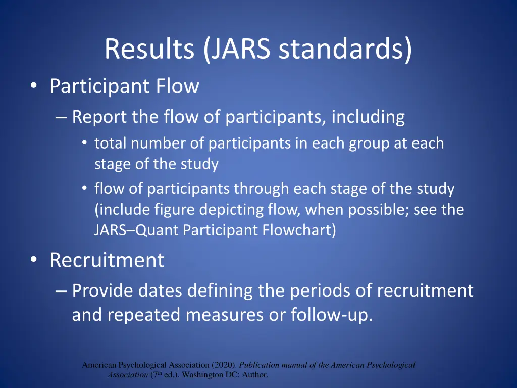 results jars standards participant flow report