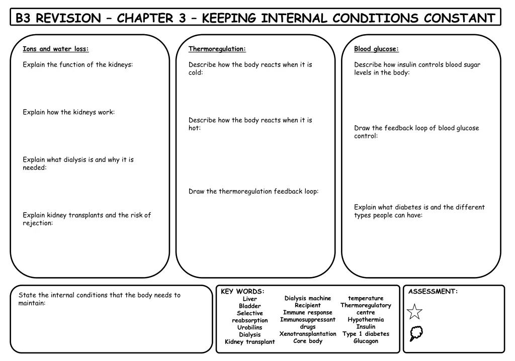 b3 revision chapter 3 keeping internal conditions