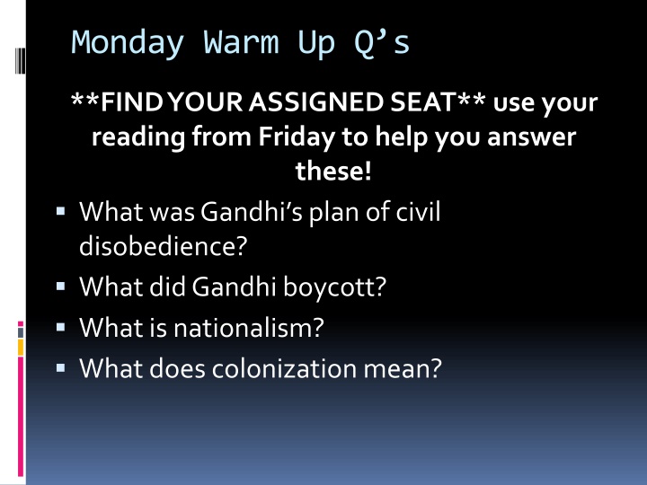 monday warm up q s