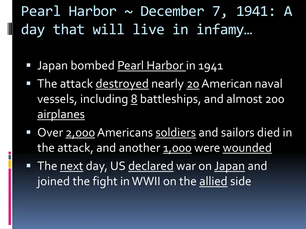 pearl harbor december 7 1941 a day that will live