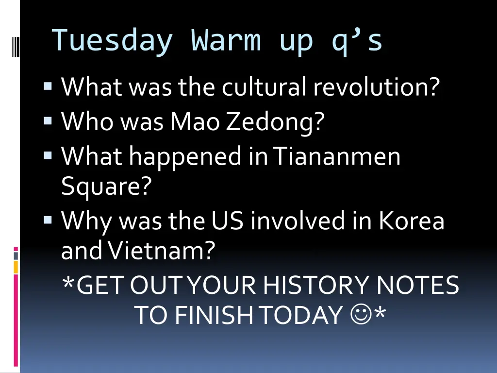 tuesday warm up q s what was the cultural