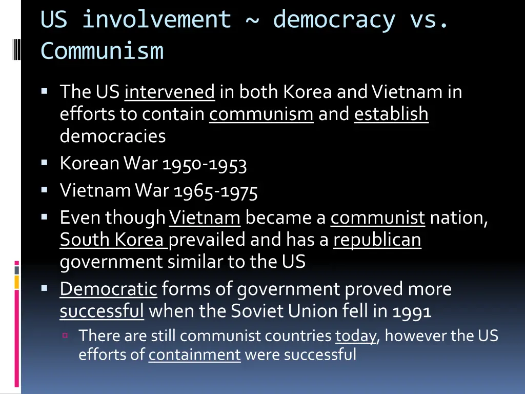 us involvement democracy vs communism