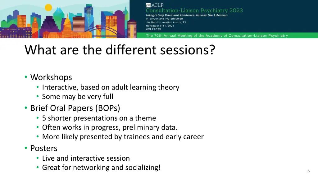 what are the different sessions