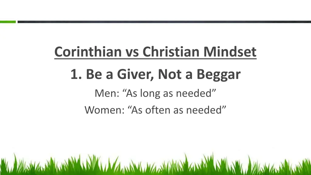 corinthian vs christian mindset 1 be a giver