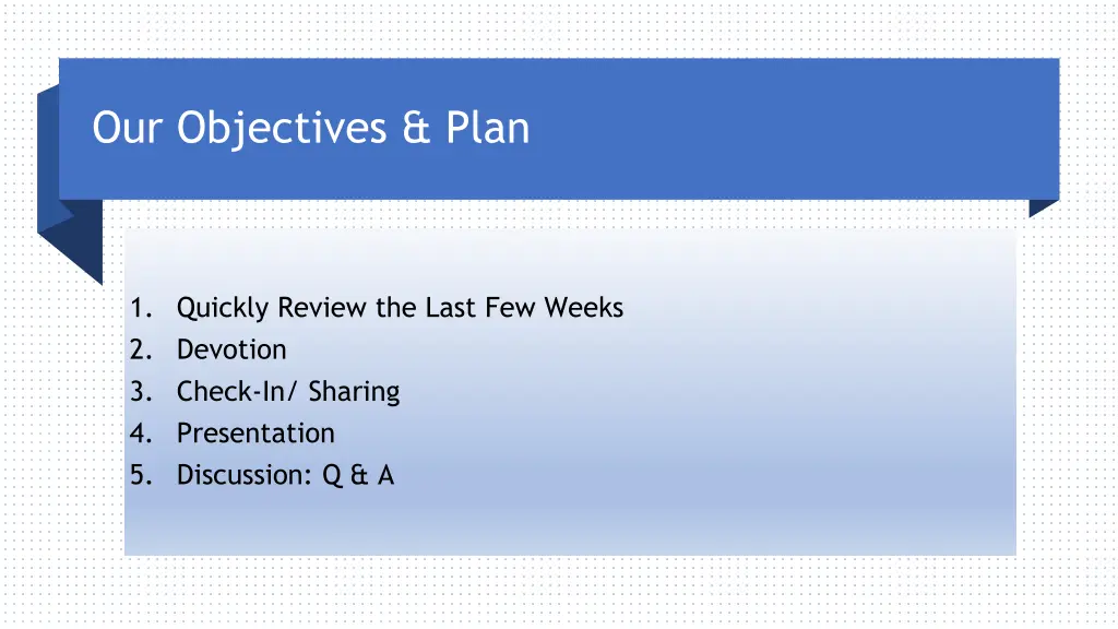 our objectives plan 1