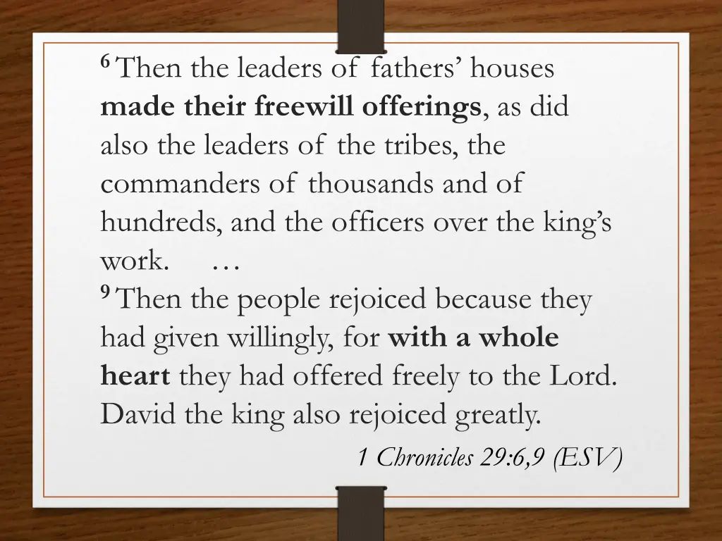 6 then the leaders of fathers houses made their