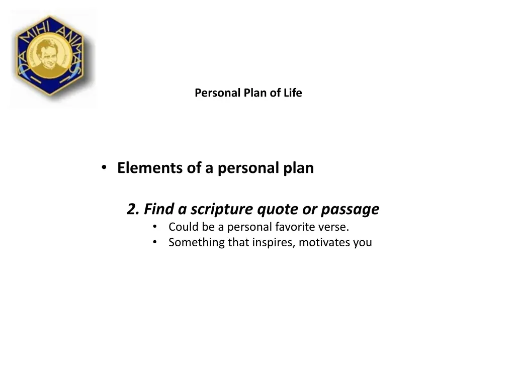 personal plan of life