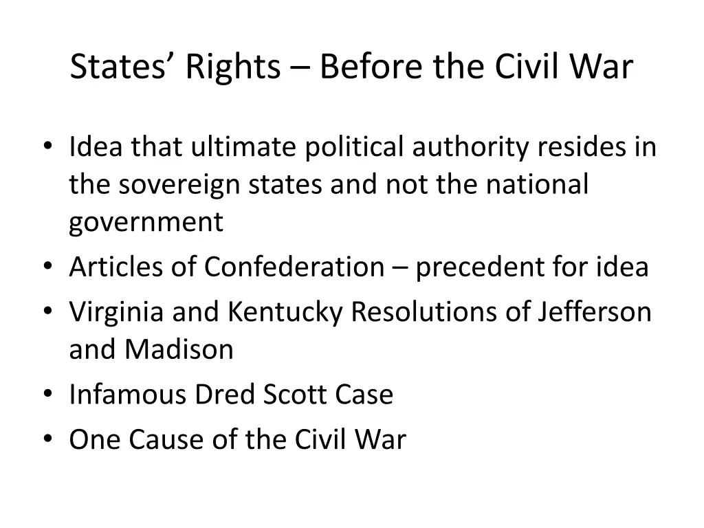 states rights before the civil war