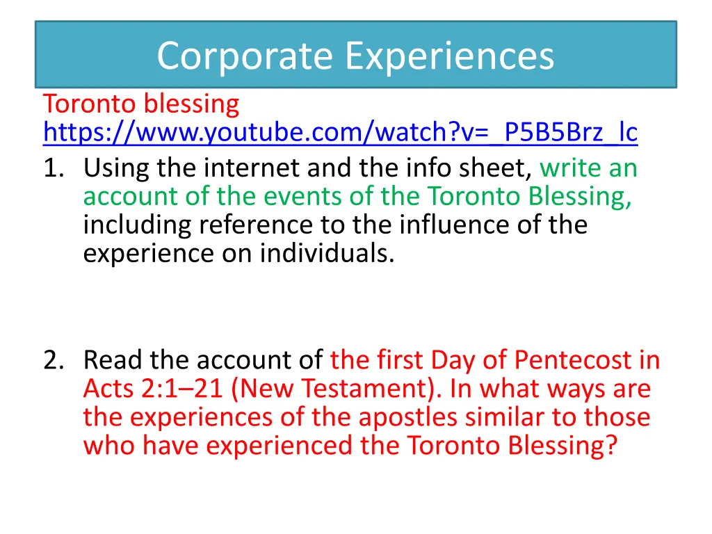 corporate experiences toronto blessing https