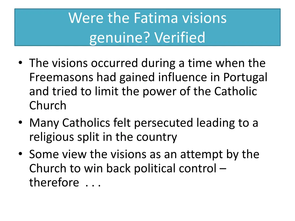 were the fatima visions genuine verified