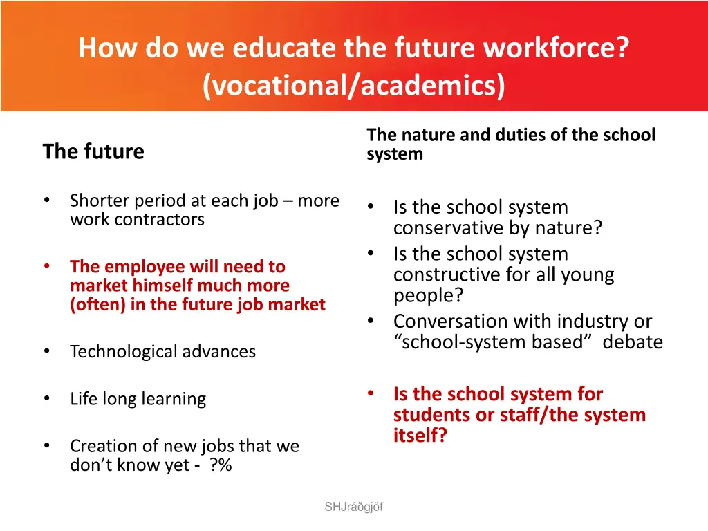 how do we educate the future workforce vocational