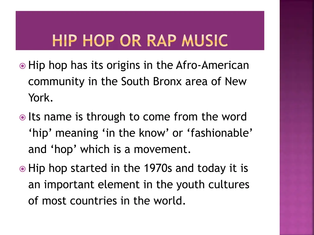 hip hop or rap music