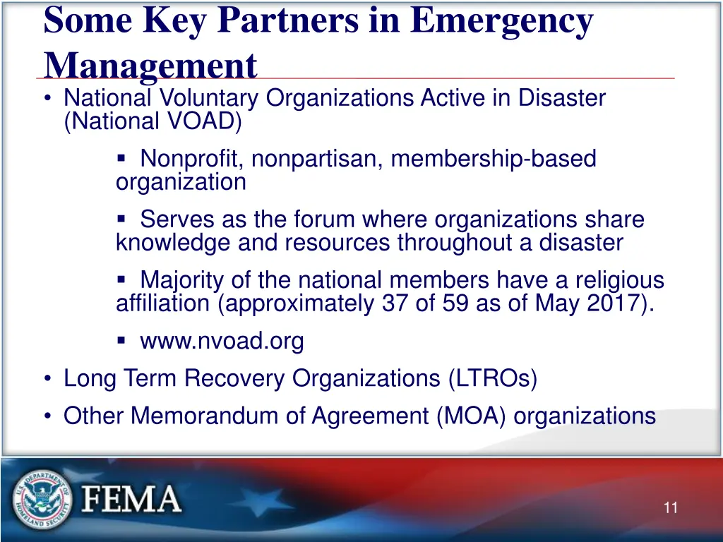 some key partners in emergency management