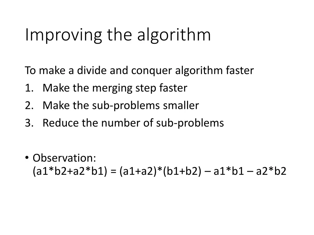 improving the algorithm