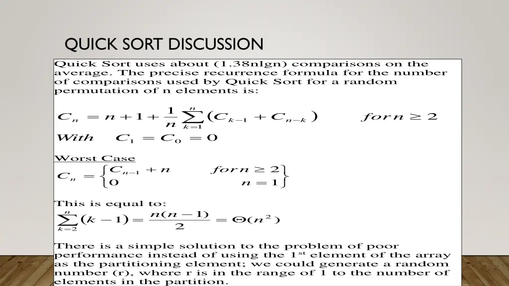 quick sort discussion quick sort uses about