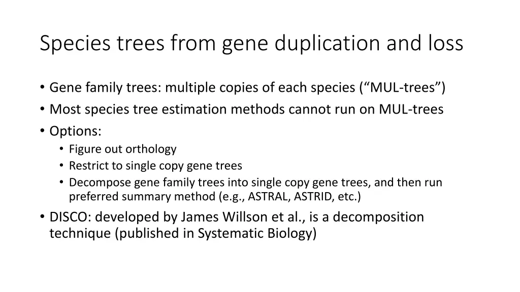 species trees from gene duplication and loss