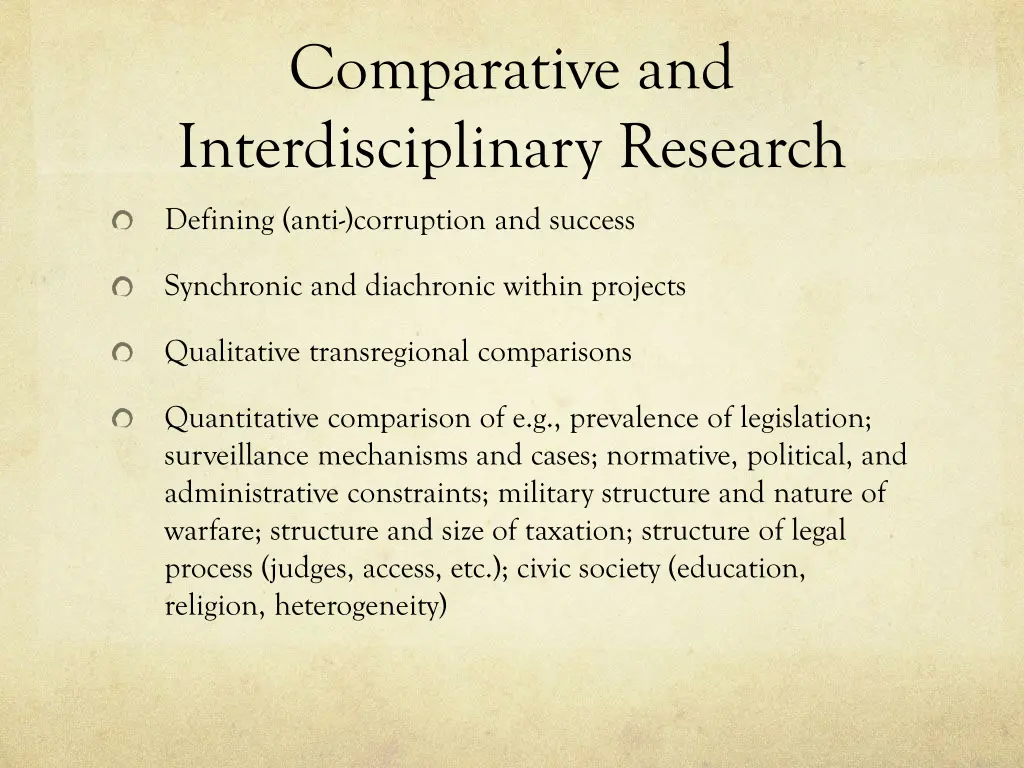 comparative and interdisciplinary research