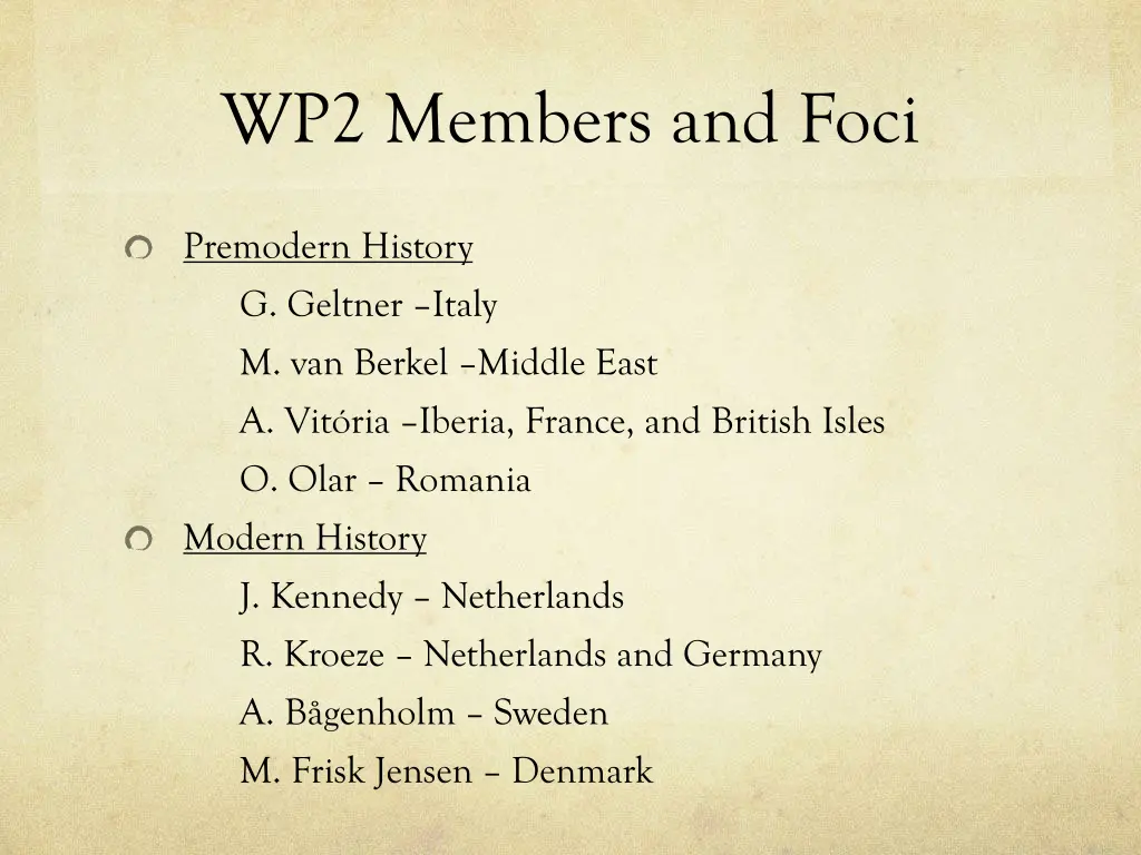 wp2 members and foci