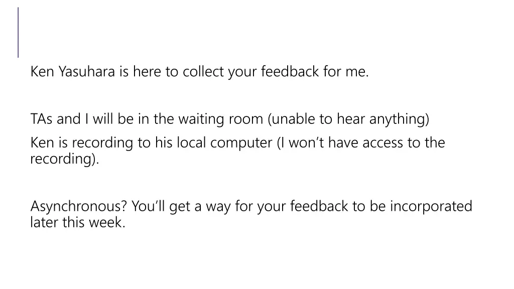 ken yasuhara is here to collect your feedback