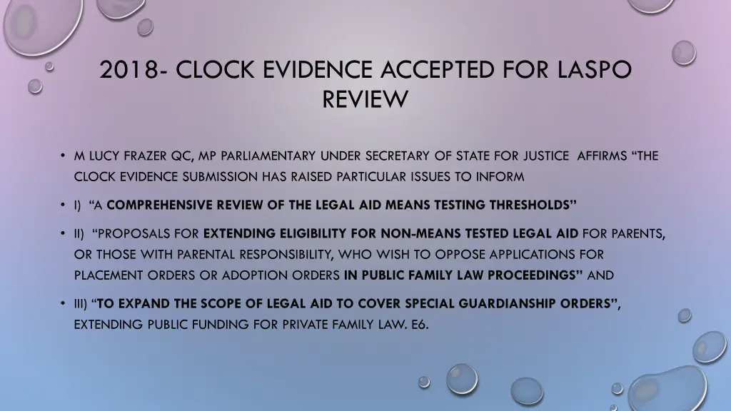 2018 clock evidence accepted for laspo review