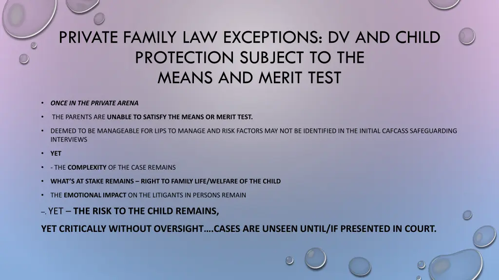 private family law exceptions dv and child