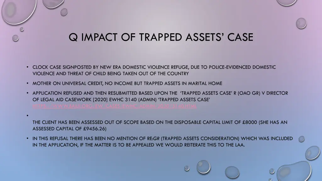 q impact of trapped assets case