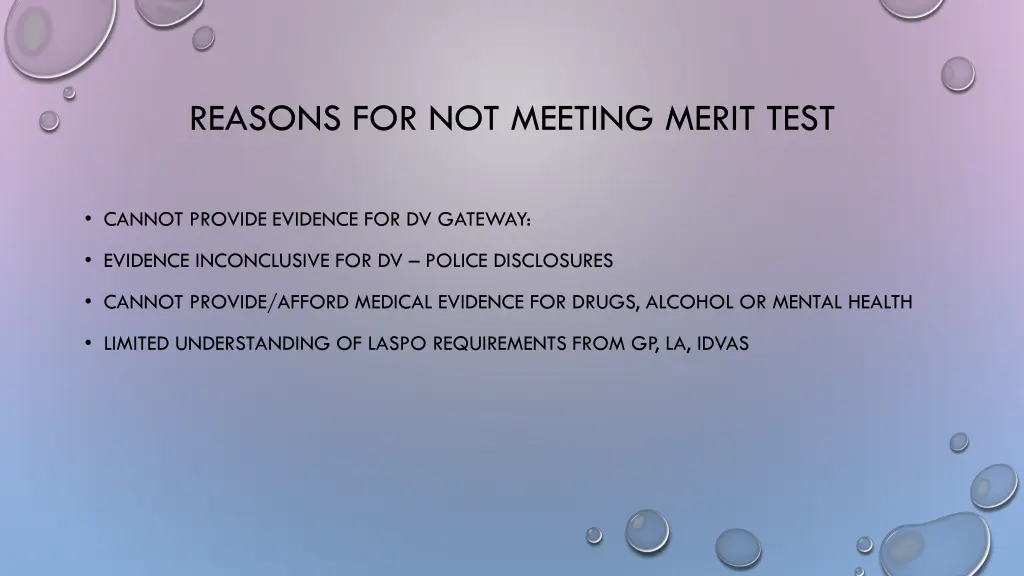 reasons for not meeting merit test