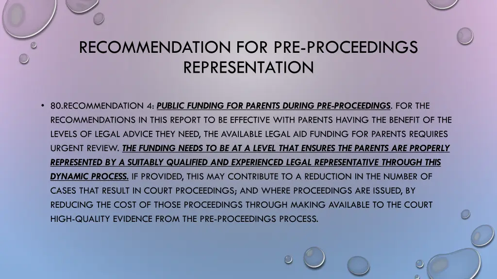 recommendation for pre proceedings representation