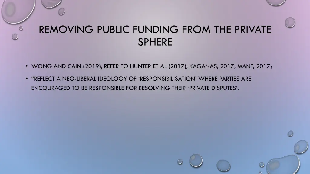 removing public funding from the private sphere