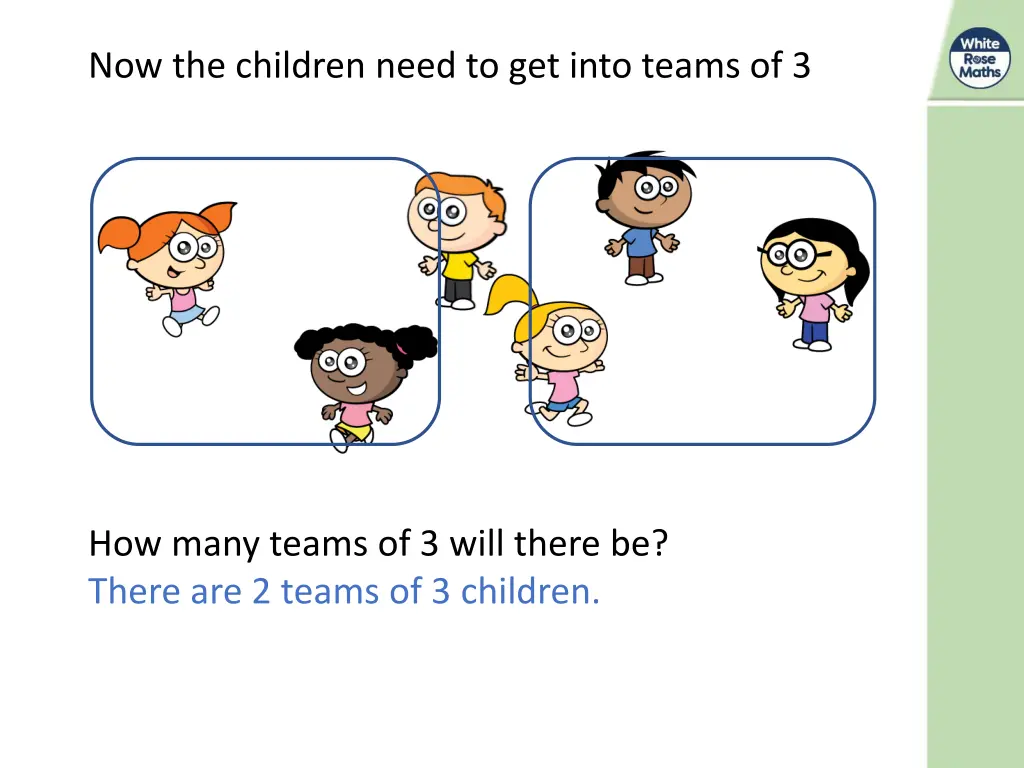 now the children need to get into teams of 3