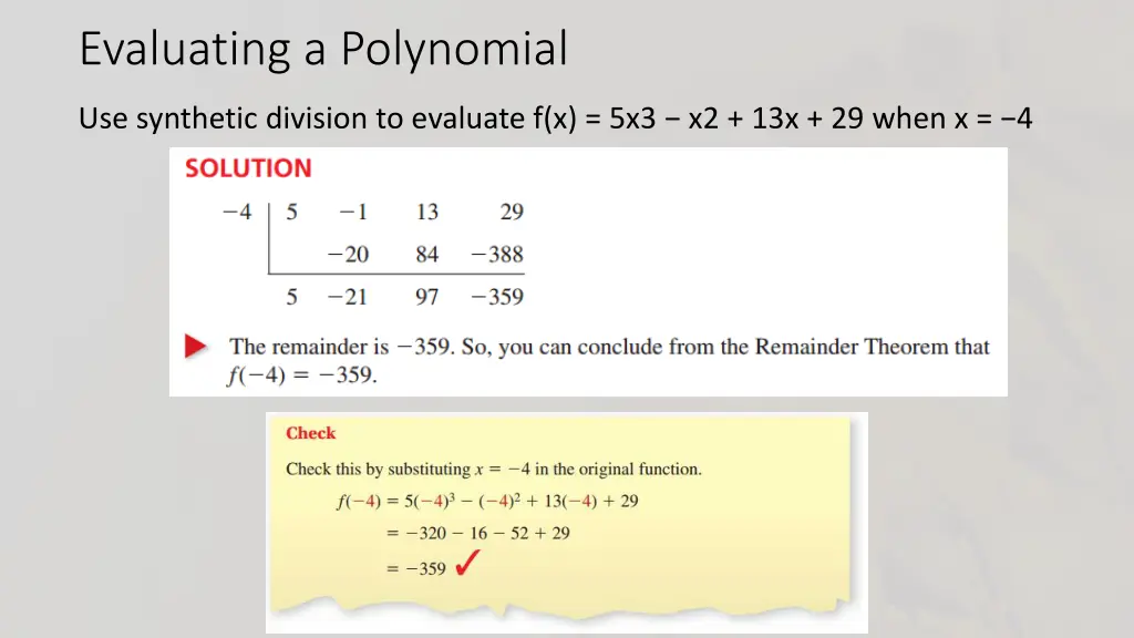 evaluating a polynomial