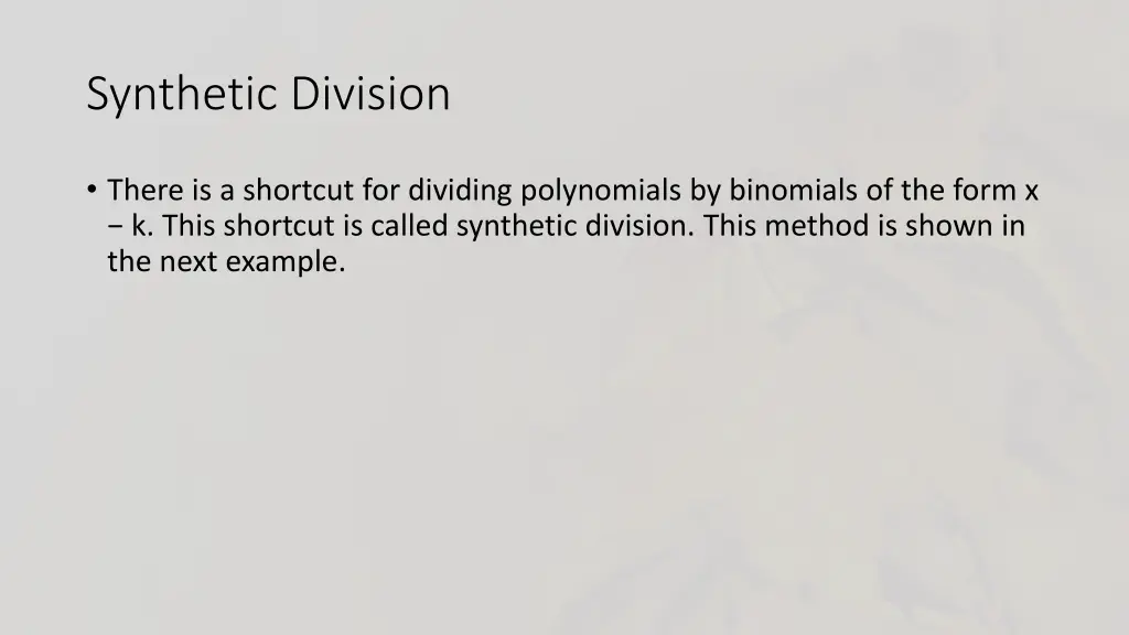 synthetic division