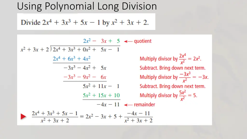 using polynomial long division