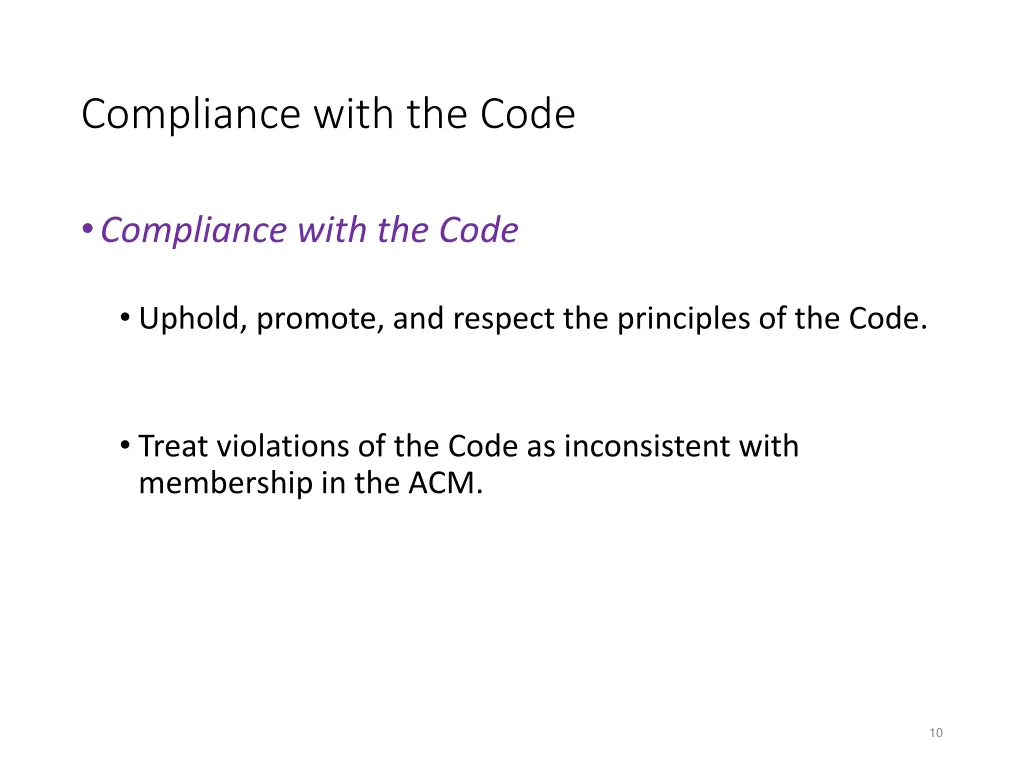 compliance with the code