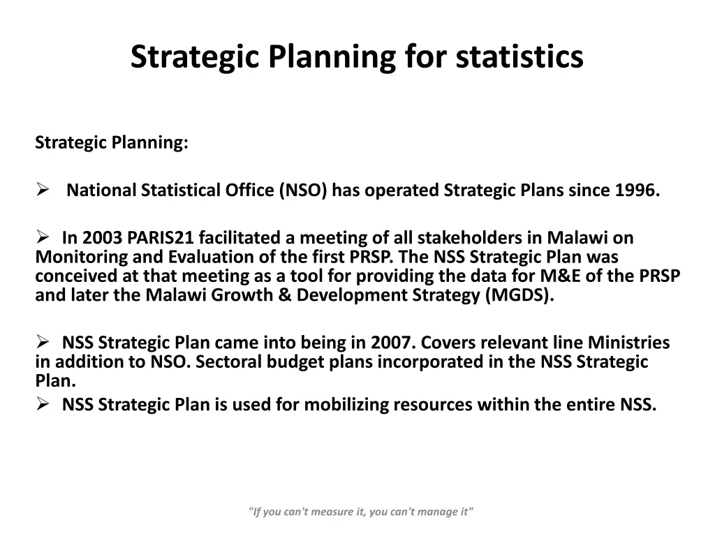 strategic planning for statistics