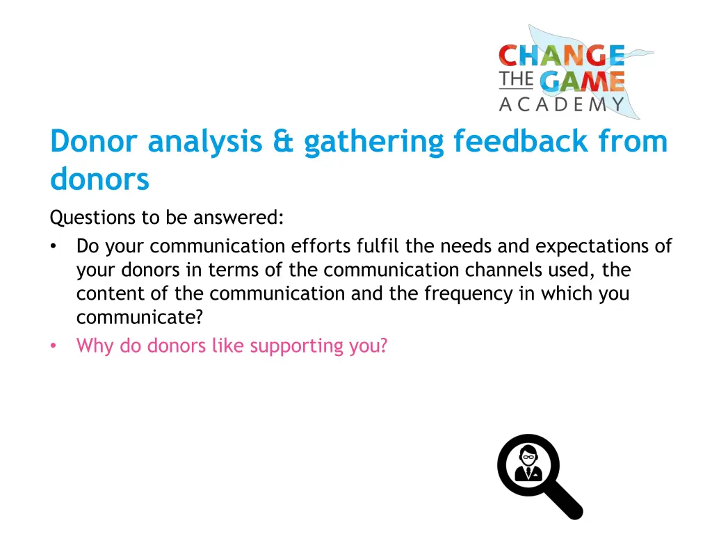 donor analysis gathering feedback from donors 6