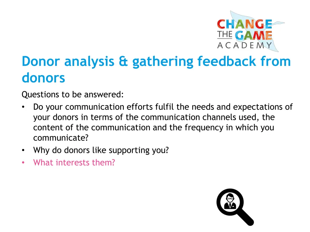 donor analysis gathering feedback from donors 7