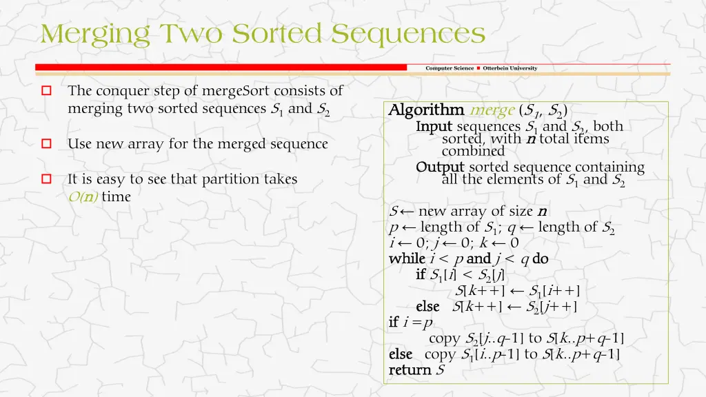 merging two sorted sequences