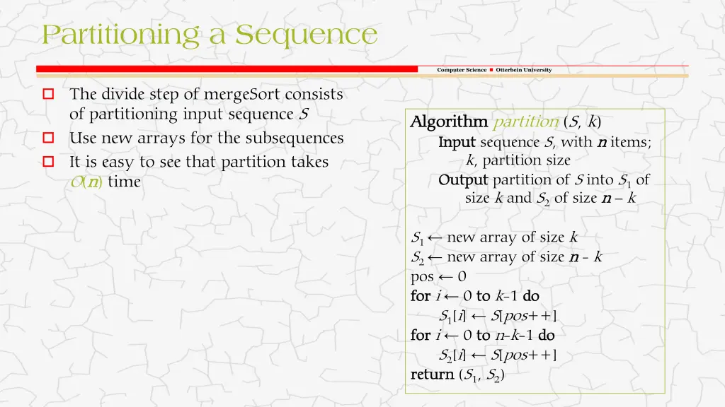 partitioning a sequence