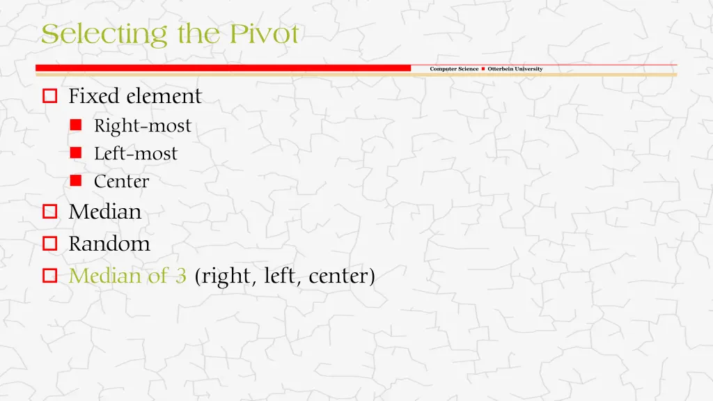 selecting the pivot